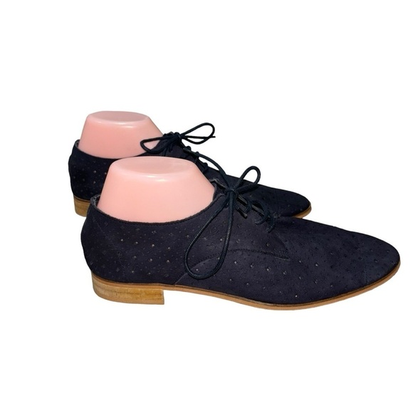 Zara Basic Women's Size 41 / US 10.5 Lace up Suede Loafers Lasercut Perforated - Picture 6 of 8